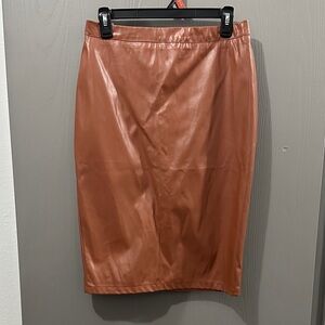 Chic Tan Leather Pencil Skirt